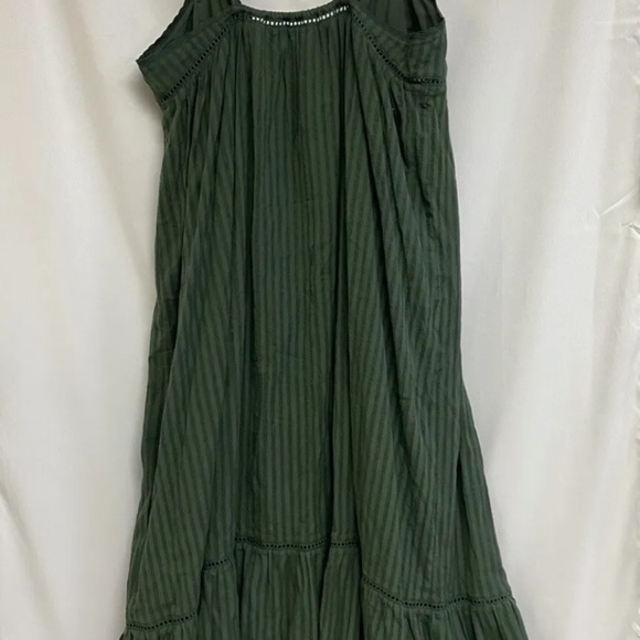NWT BA&SH Ully Green Striped Textured Midi Dress Sleeveless Sz Lg Made In India - Picture 5 of 16